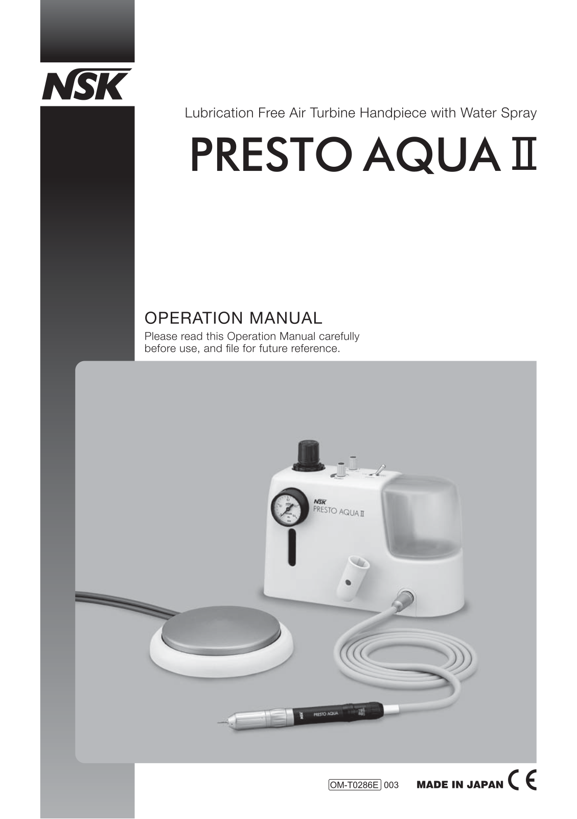 NSK PRESTO AQUA II Operation Manual