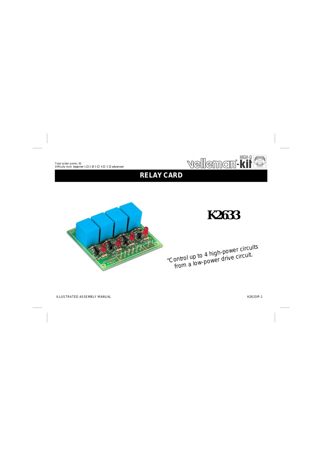 Velleman K2633 Assembly instructions