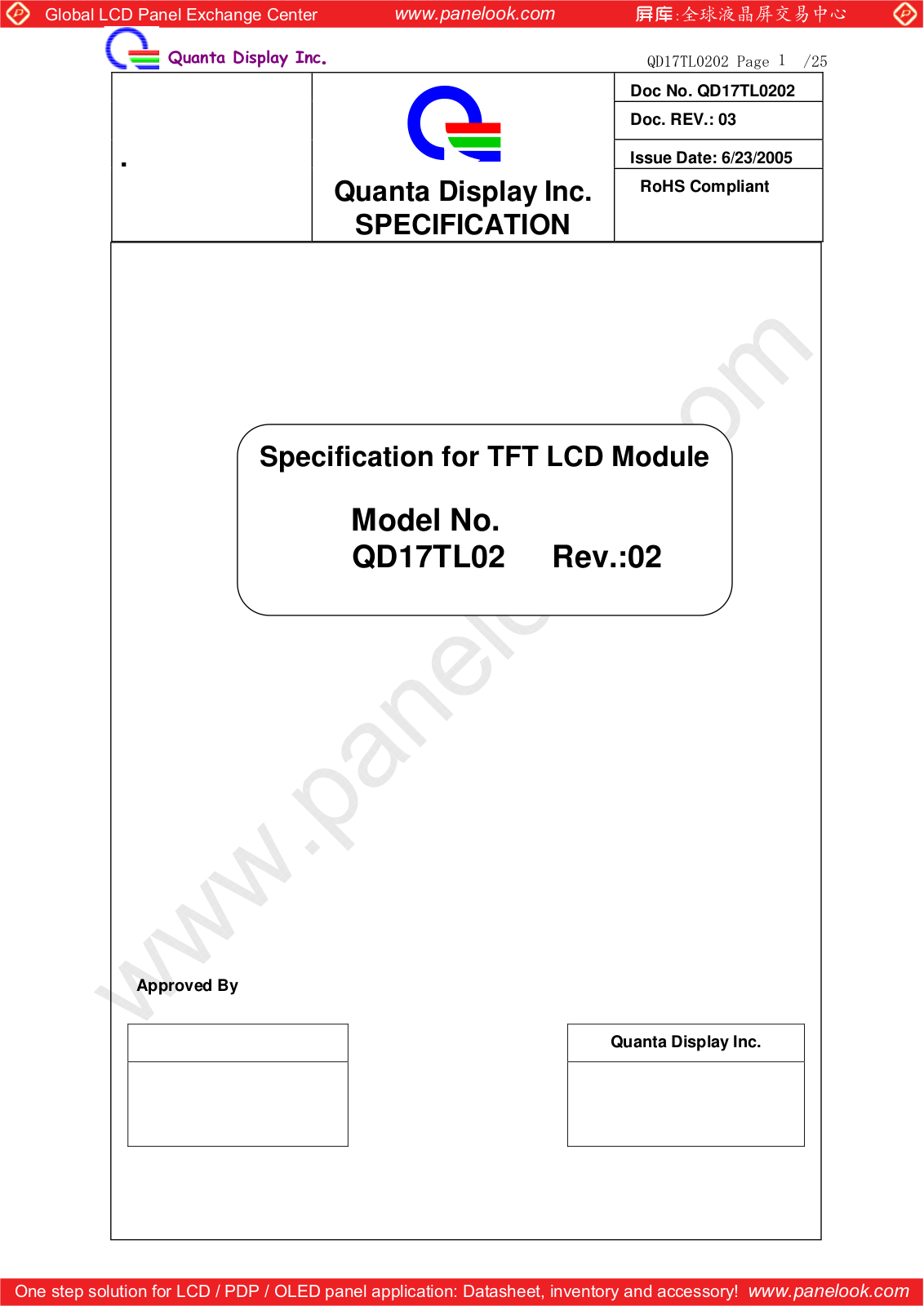 QDI QD17TL02 Specification