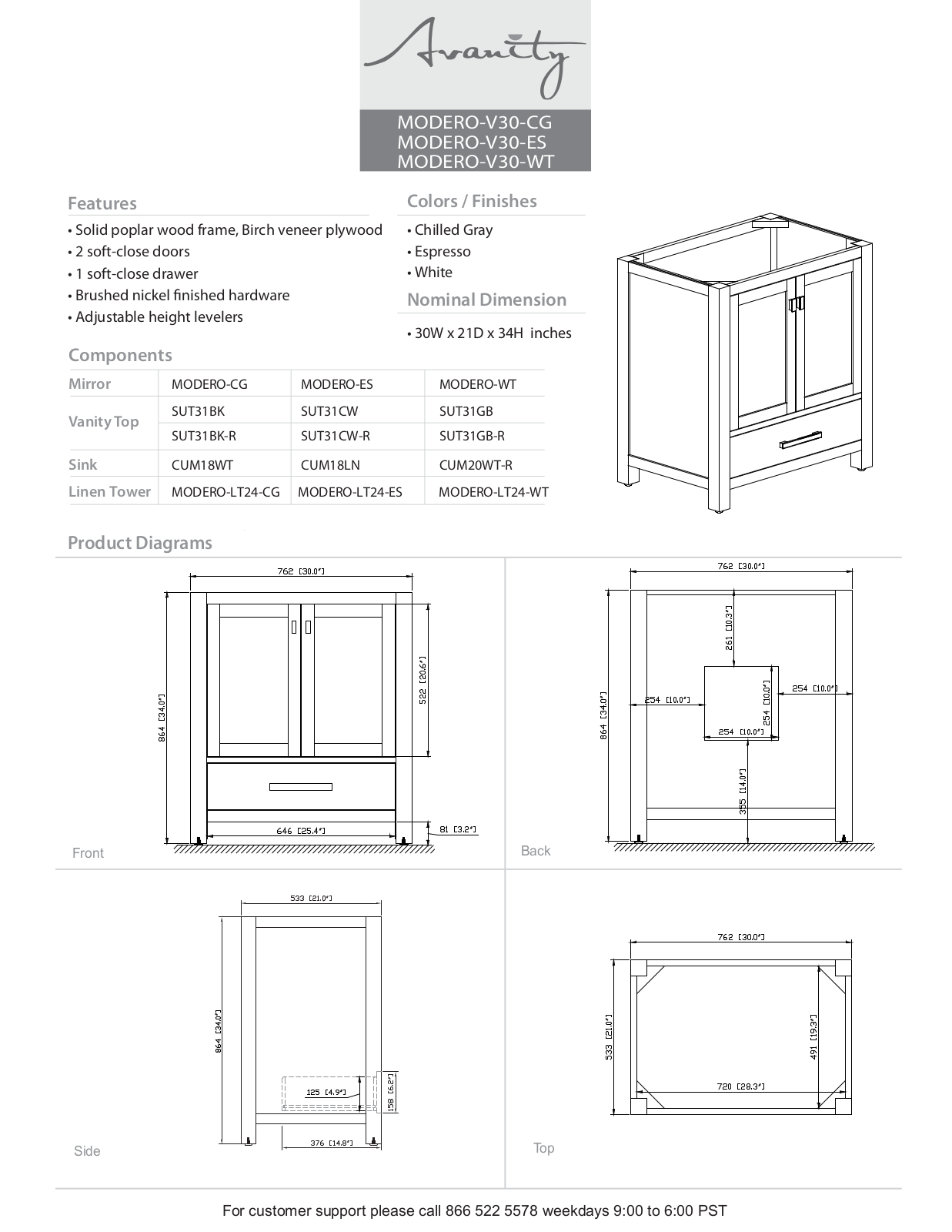 Avanity AVN1610 Specifications - ManualMachine.com