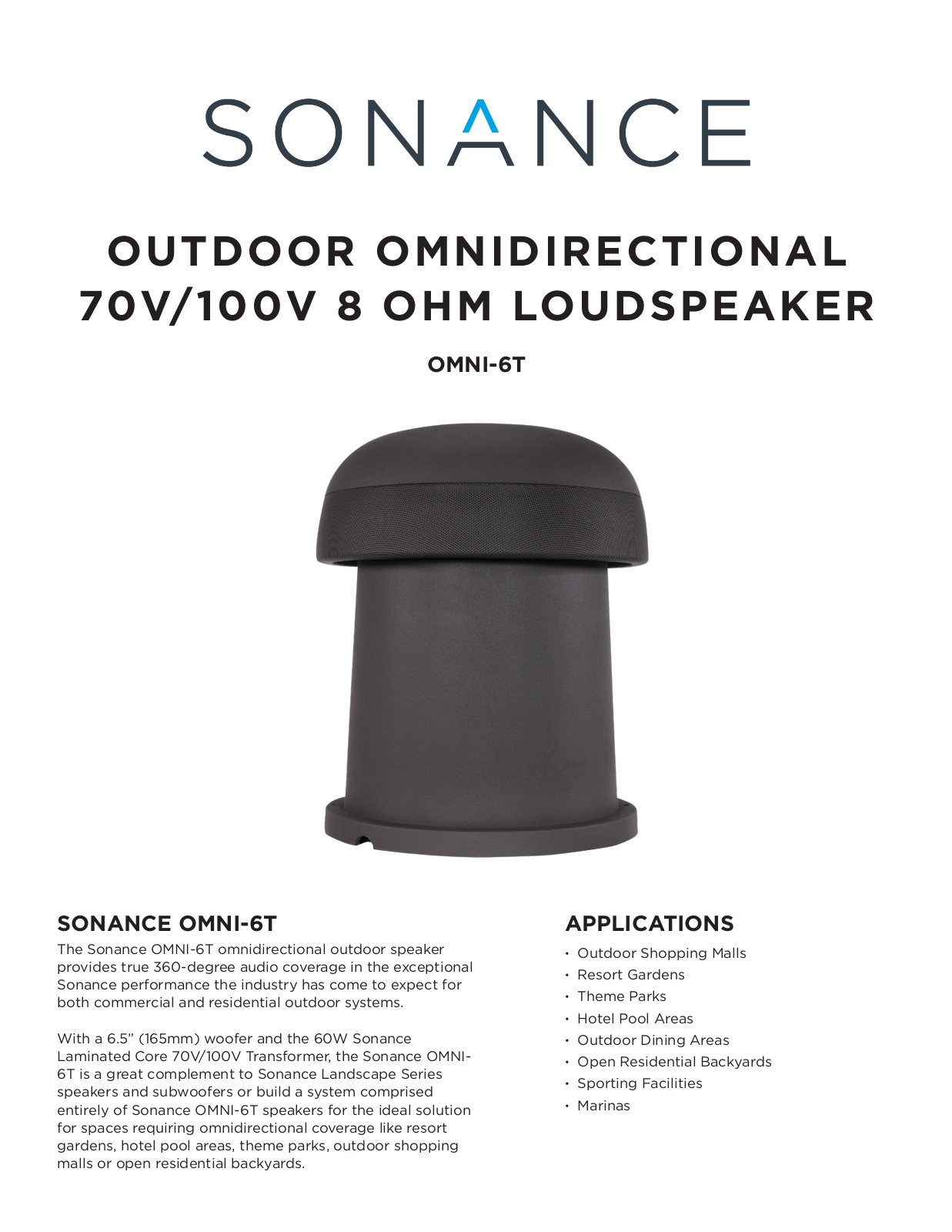 Sonance OMNI-6T Specification Sheet