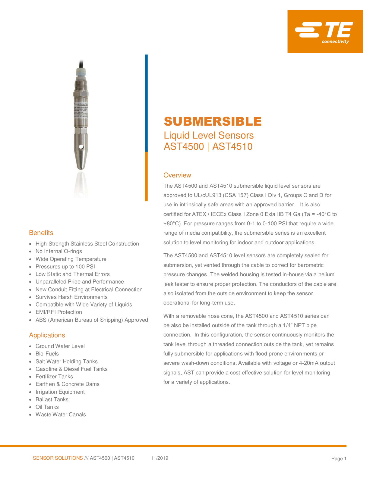 American Sensor Tech AST4510 Specifications - ManualMachine.com