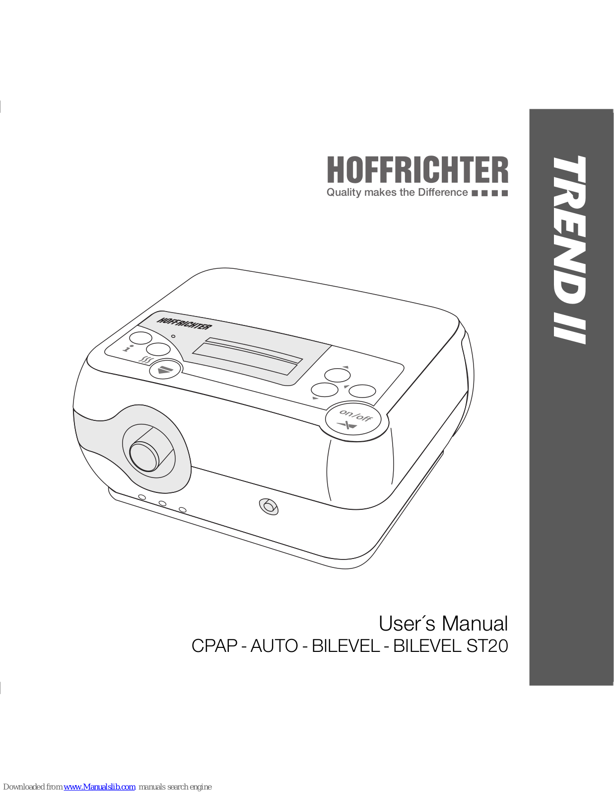 Hoffrichter TREND II, TREND II CPAP, TREND II AUTO, TREND II BILEVEL, TREND II BILEVEL ST20 User Manual - ManualMachine.com