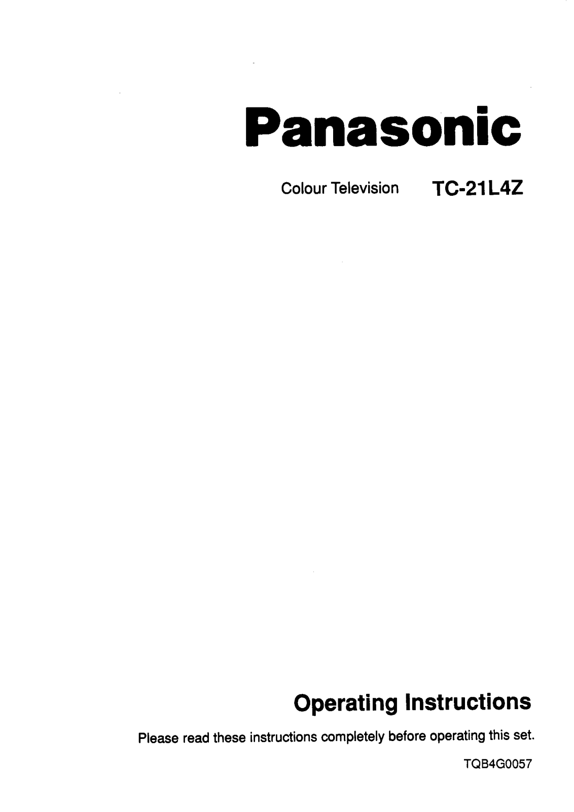 Panasonic TC-21L4Z User Manual