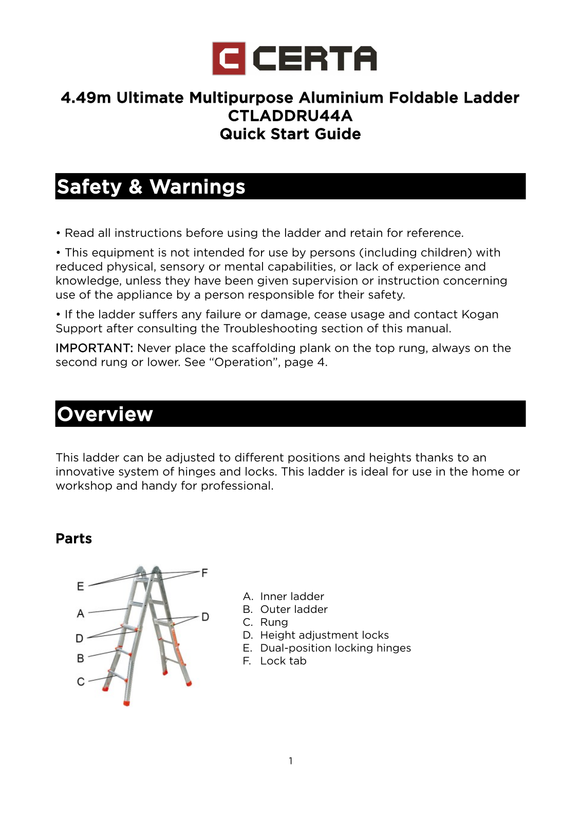 Certa CTLADDRU44A User Manual - ManualMachine.com