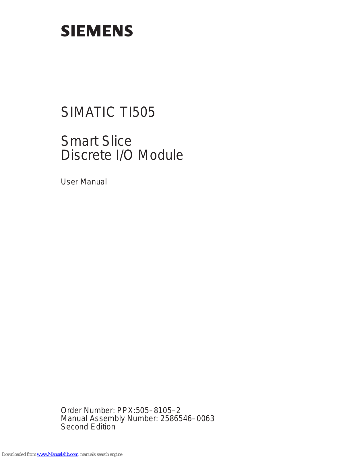 Siemens SIMATIC TI505 User Manual