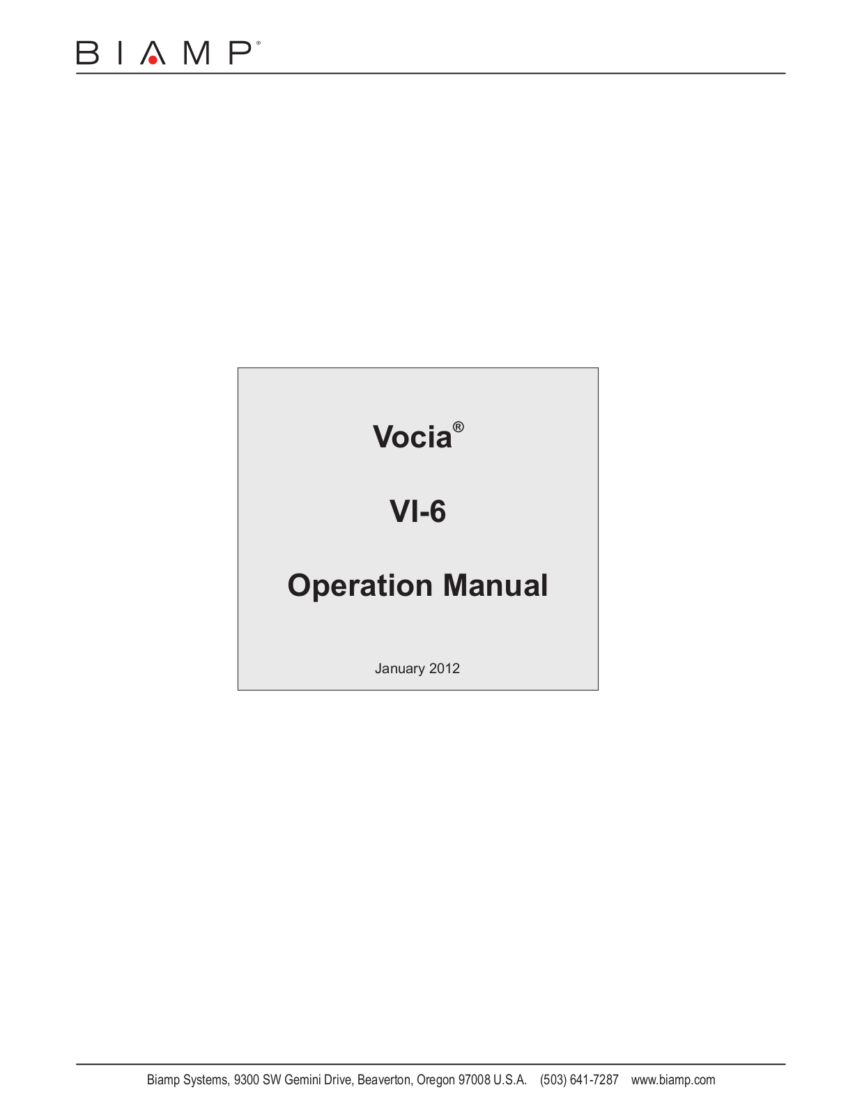 Biamp VI-6 User Manual