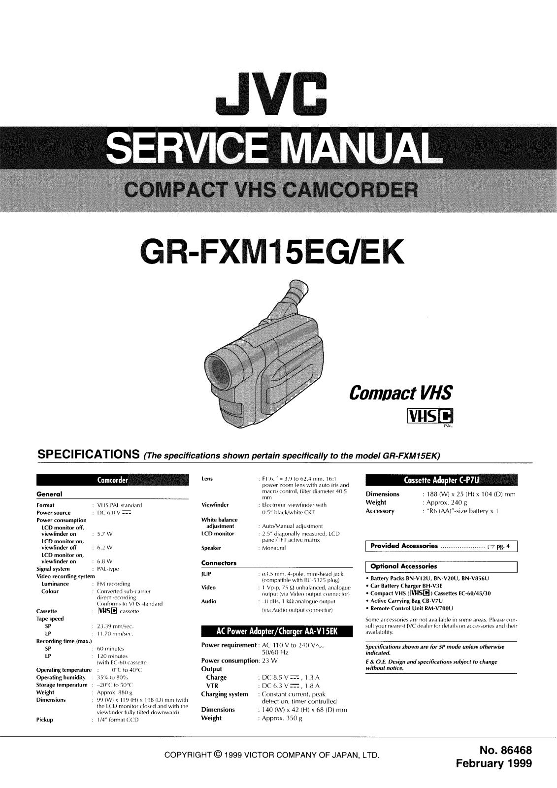 JVC GR-FXM15EG, GR-FXM15EK Service Manual