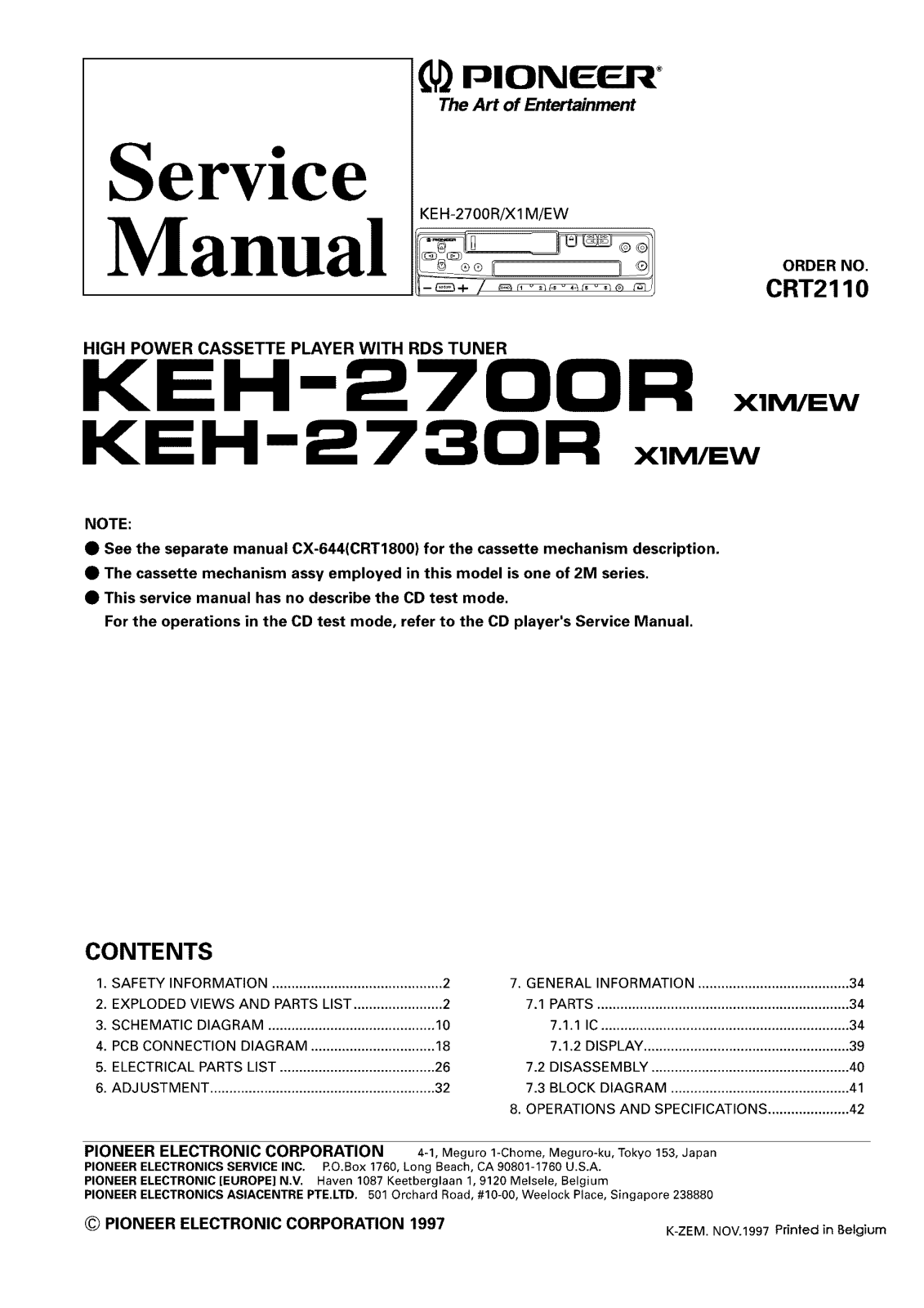 Pioneer KEH-2700-R, KEH-2730-R Service manual