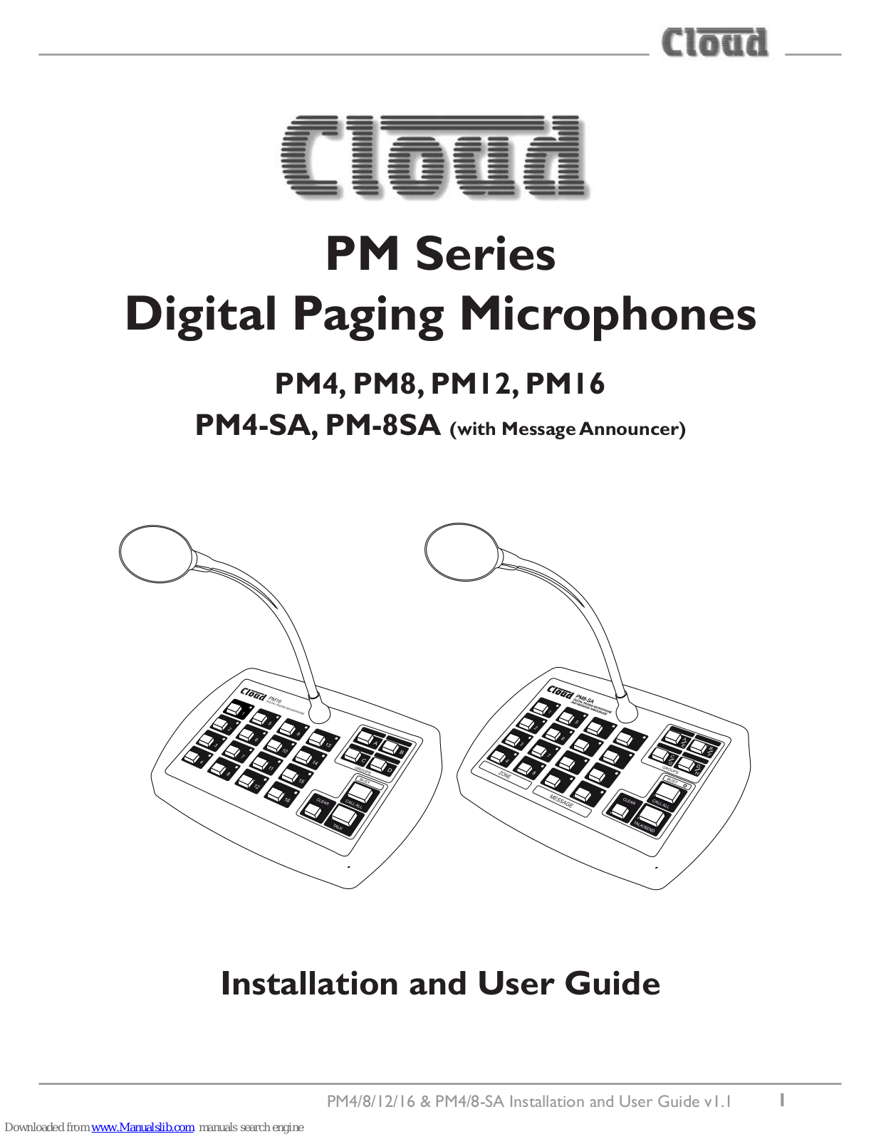 Cloud PM4, PM8, PM12, PM16, PM-8SA Installation And User Manual