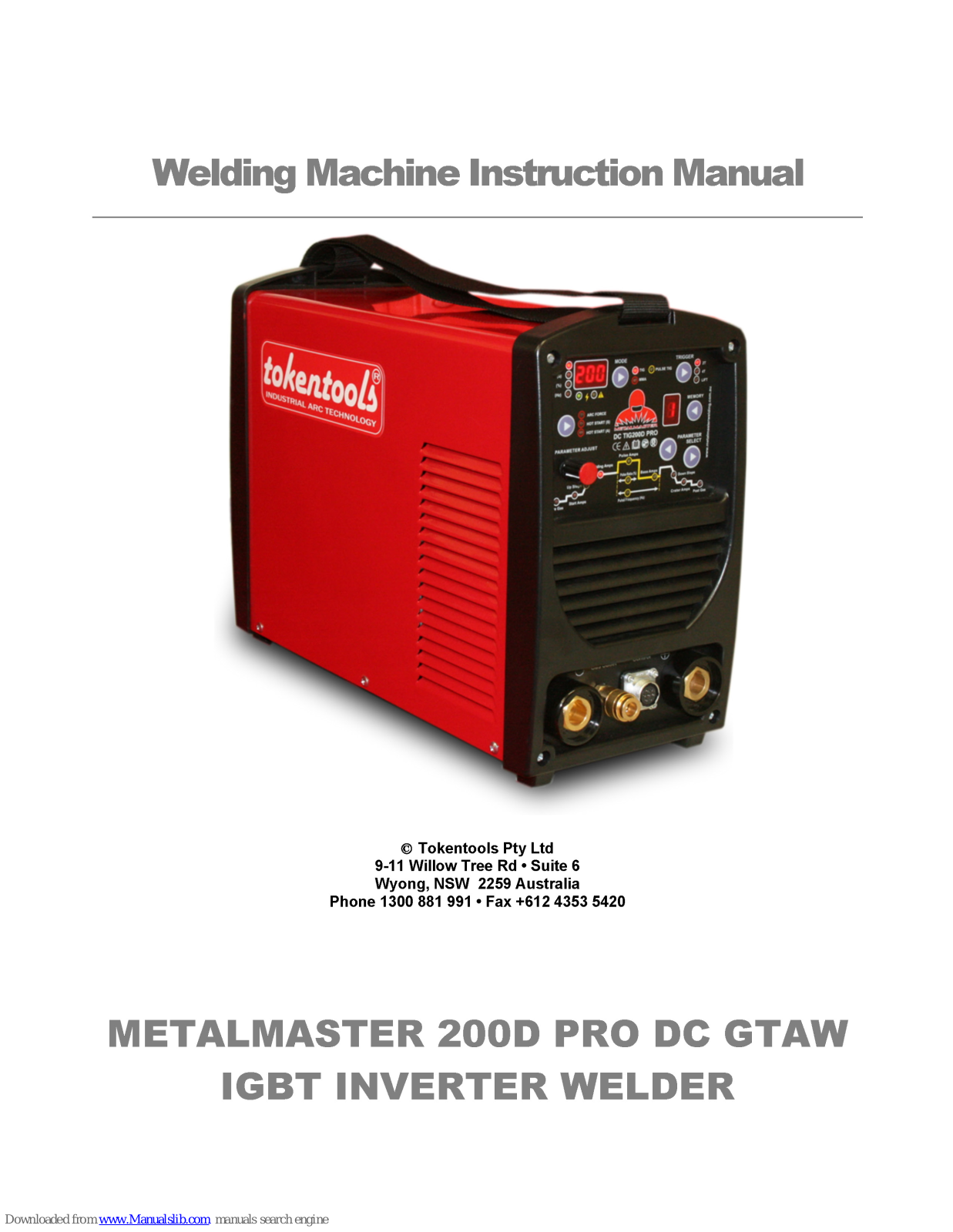 Tokentools Metalmaster 200d Pro DC GTAW Instruction Manual