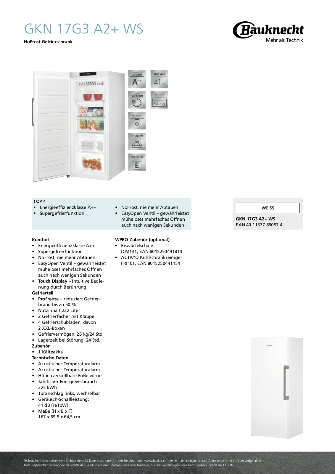 Bauknecht GKN 17G3 A2+ WS User Manual