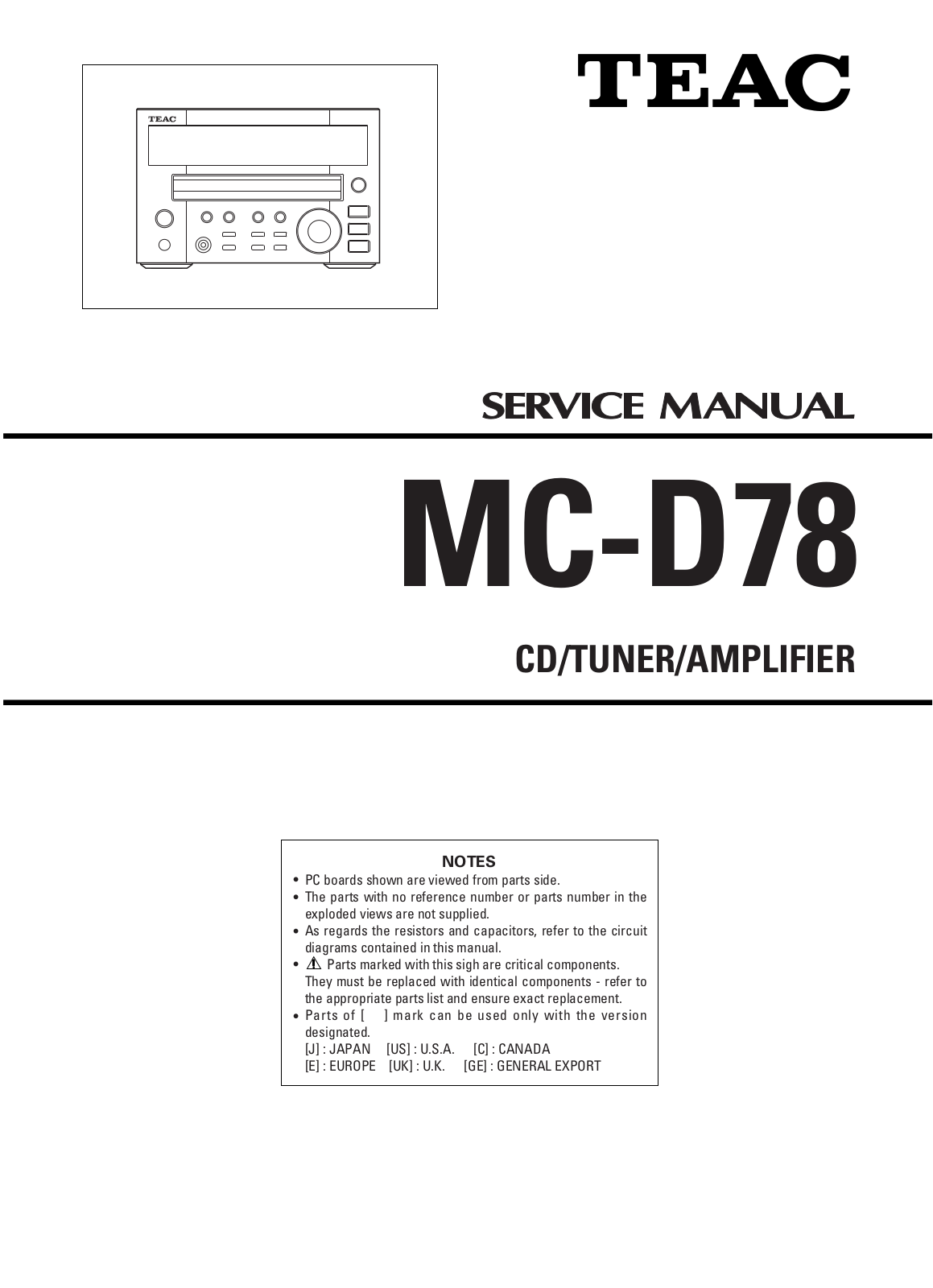 TEAC MCD-78 Service manual