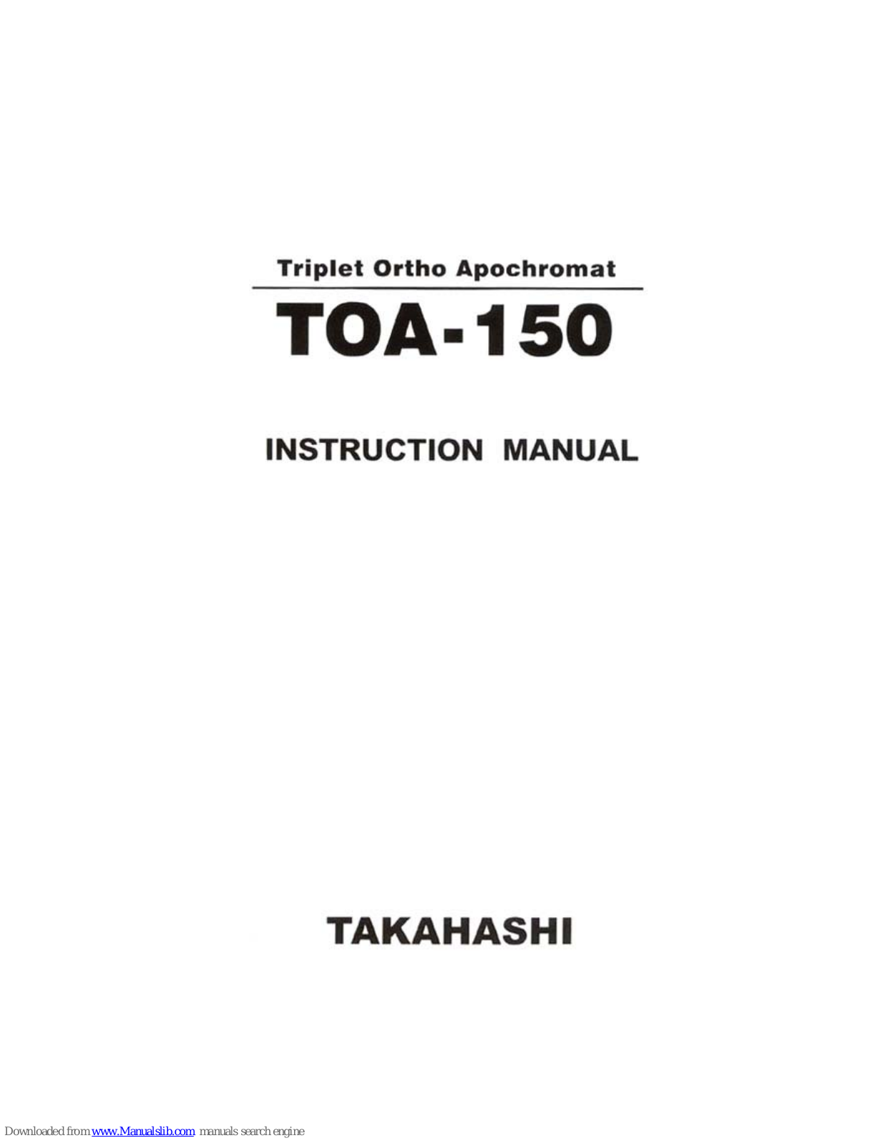 Takahashi TOA-150 Instruction Manual