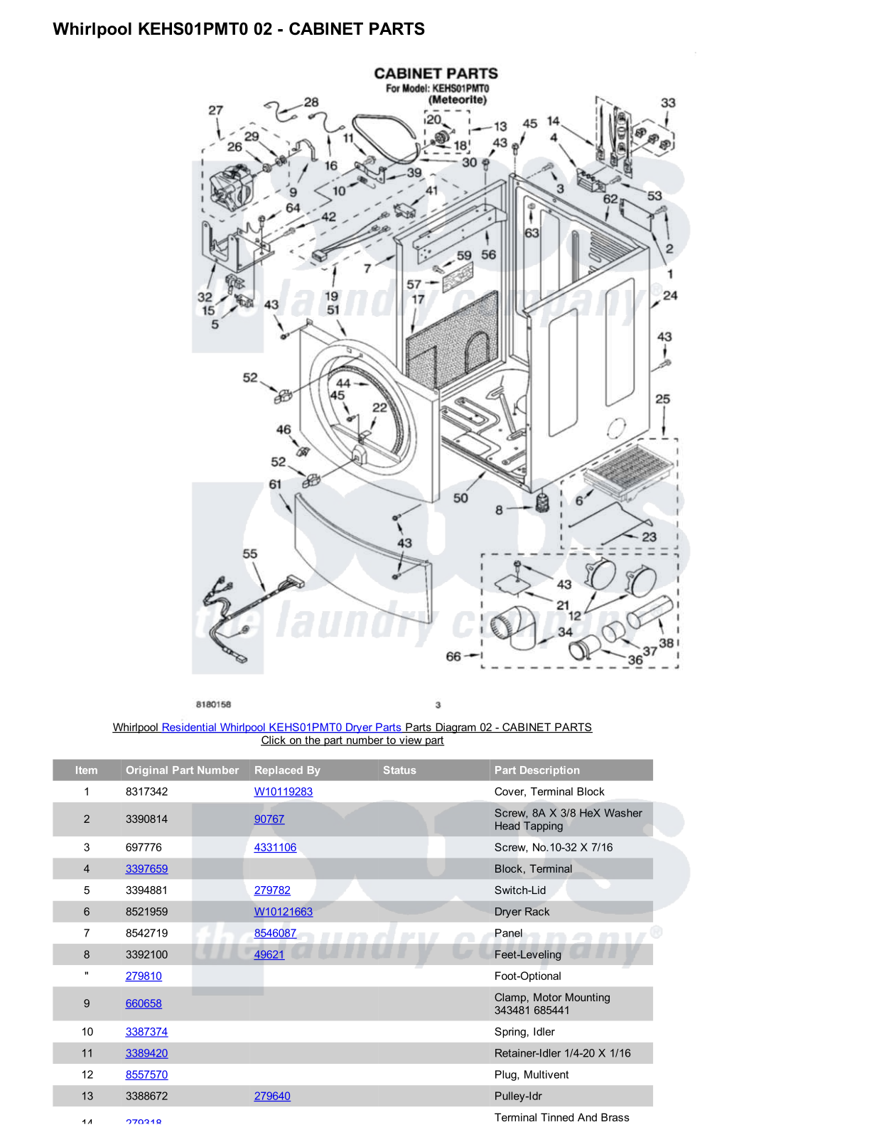 Whirlpool KEHS01PMT0 Parts Diagram