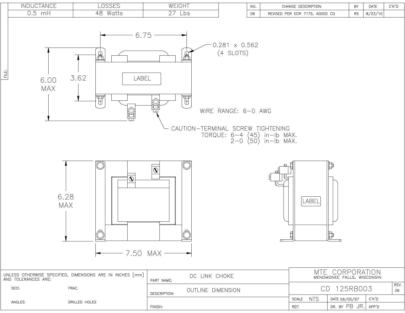 MTE CD 125RB003 CAD Drawings