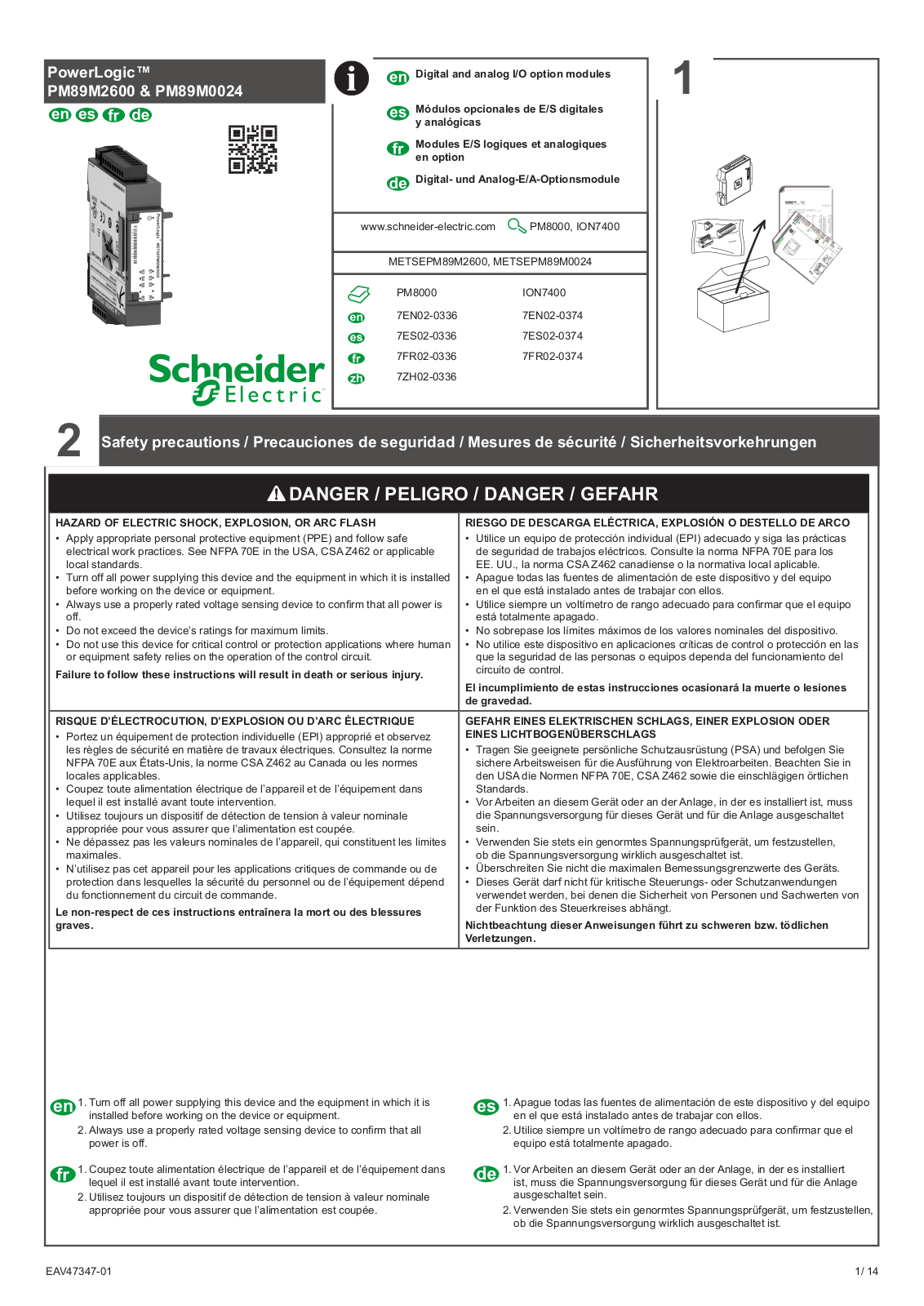 Schneider Electric PM89M0024, PM89M2600 User Manual