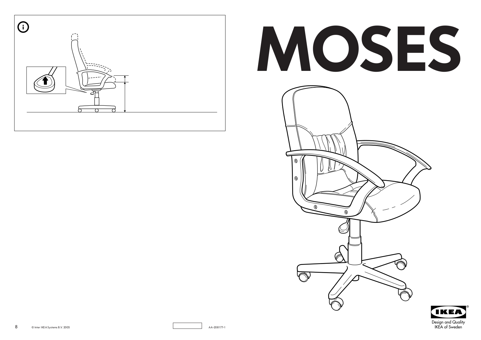 IKEA MOSES SWIVEL CHAIR Assembly Instruction