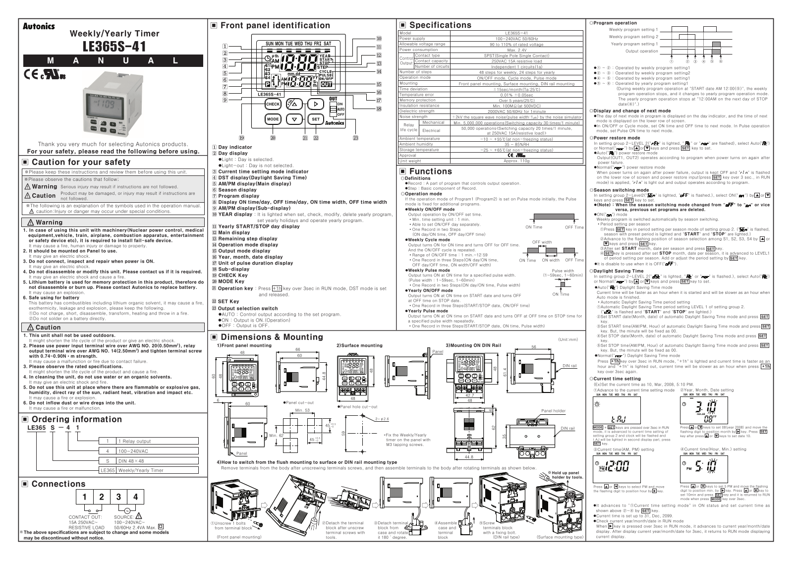 Autonics LE365S-41 Operating Manual