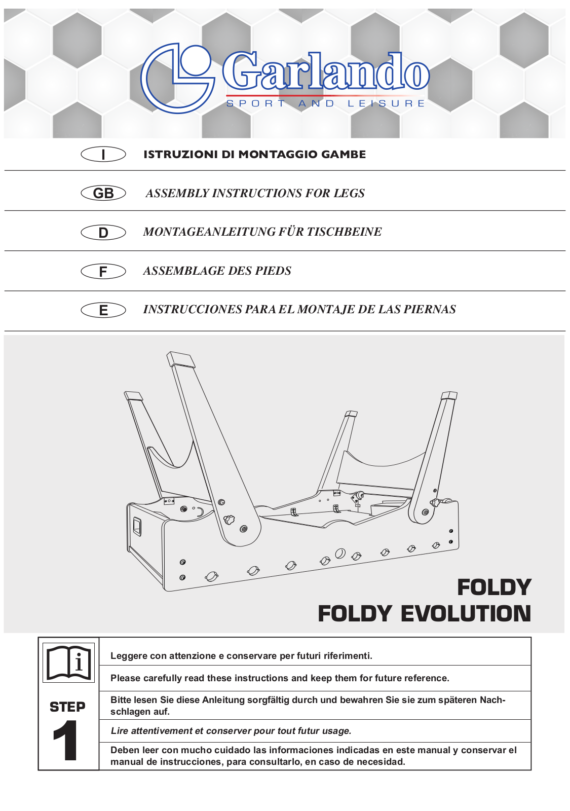 Garlando FOLDY, FOLDY EVOLUTION Assembly Instructions Manual - ManualMachine.com