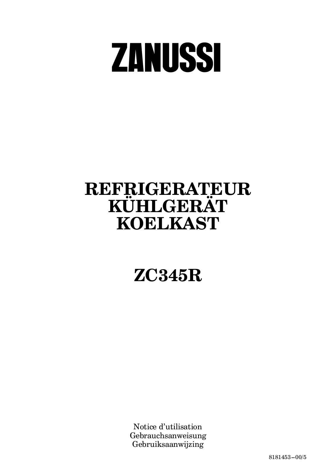 Zanussi ZC345R INSTRUCTION BOOKLET