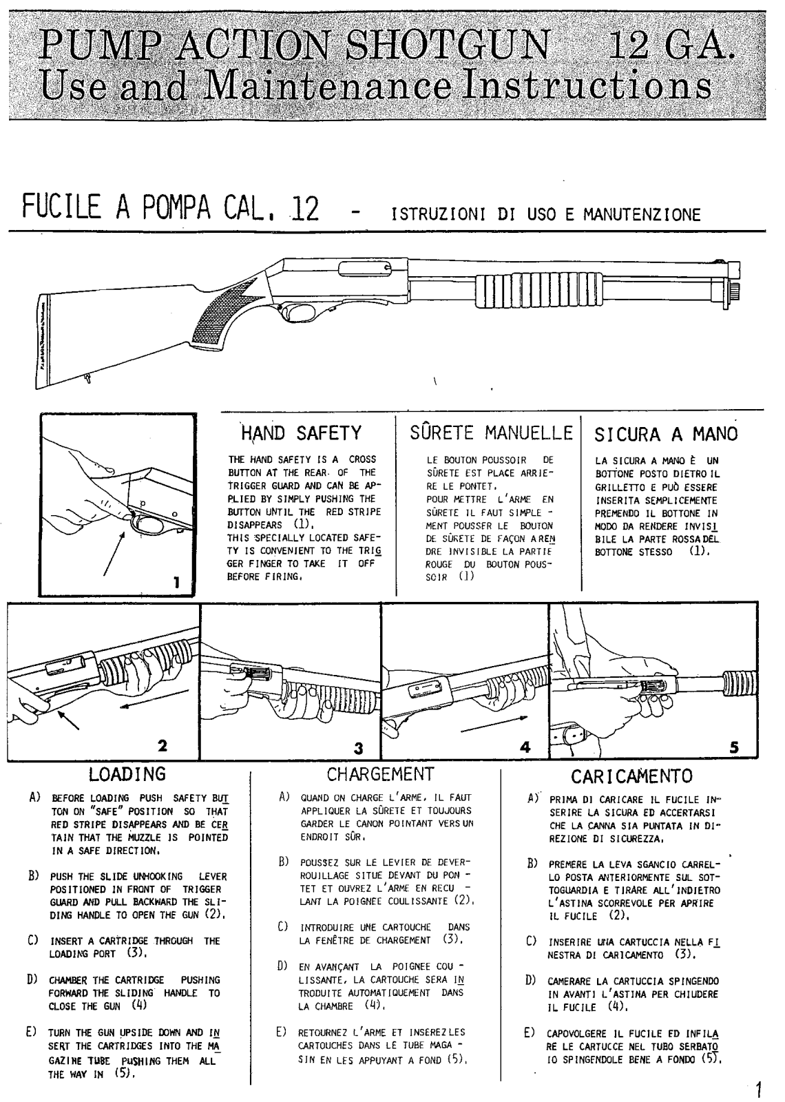 Walther Fabarm Pump Shotgun SDASS Imperator Instruction Manual