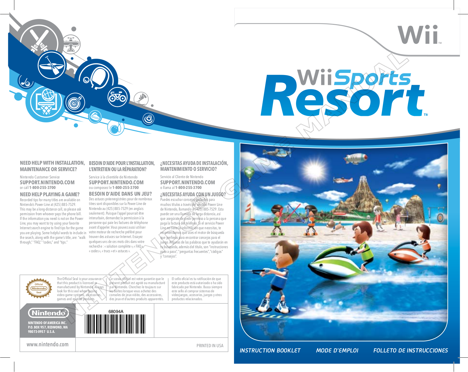 NINTENDO Wii Sports Resort User Manual