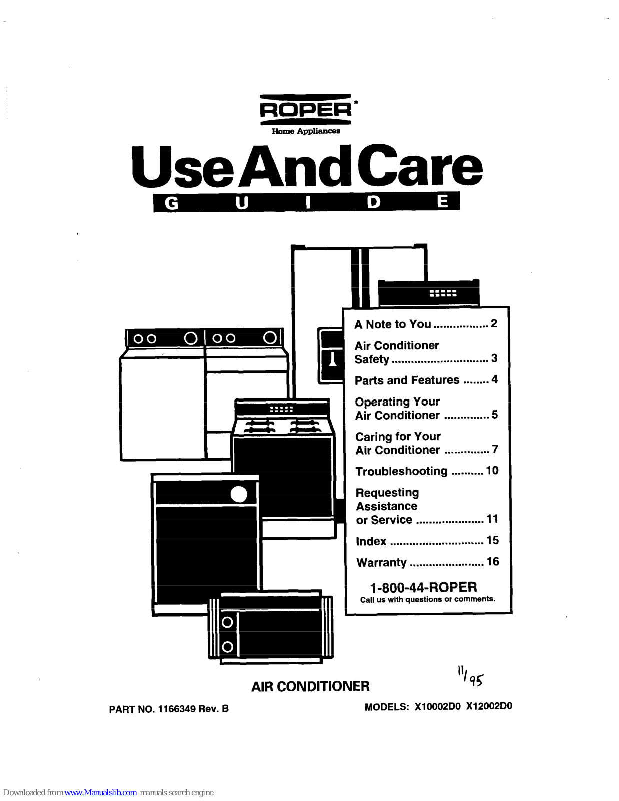 Roper X10002D0, X12002D0 Use & Care Manual - ManualMachine.com