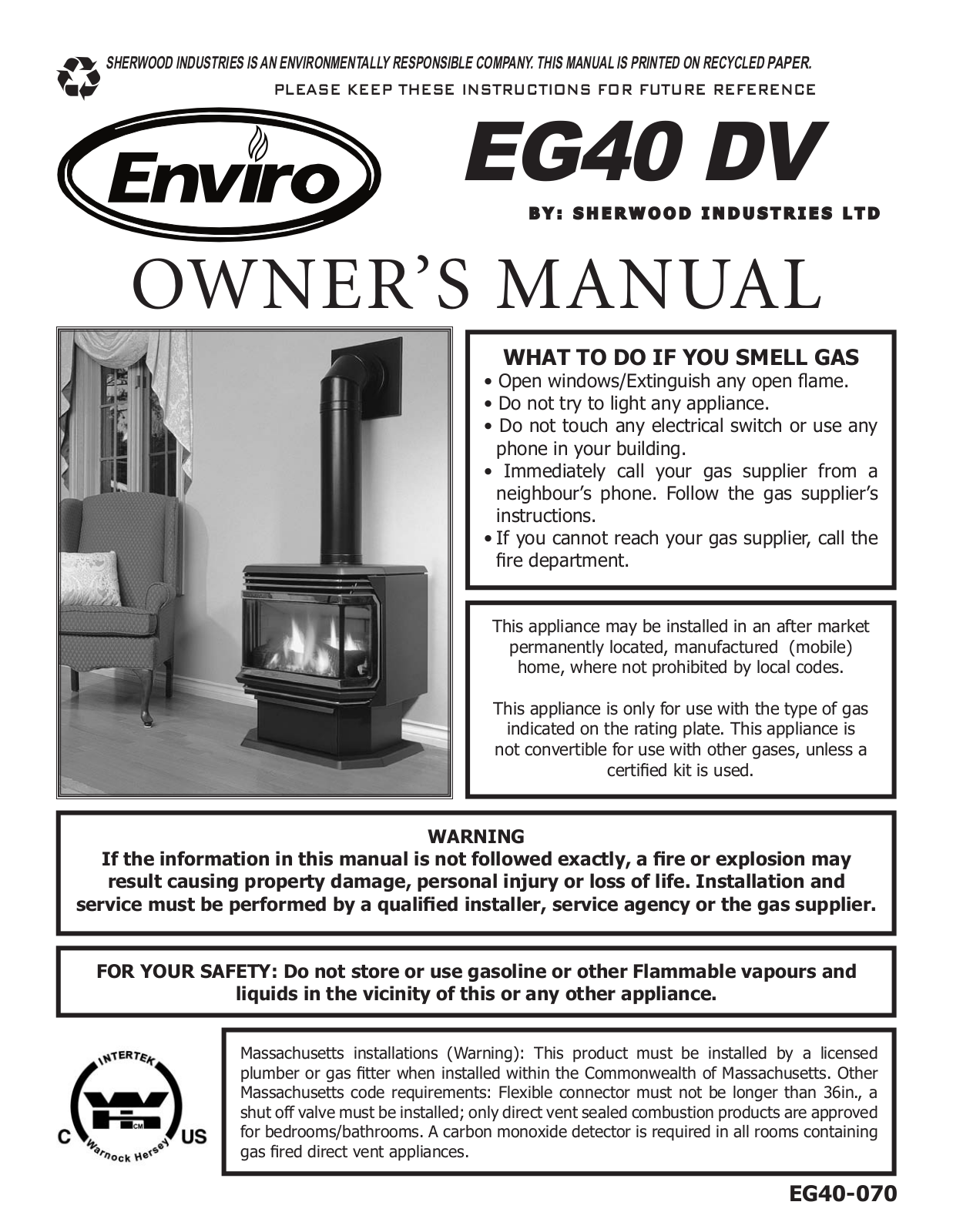 Sherwood EG40 DV User Manual