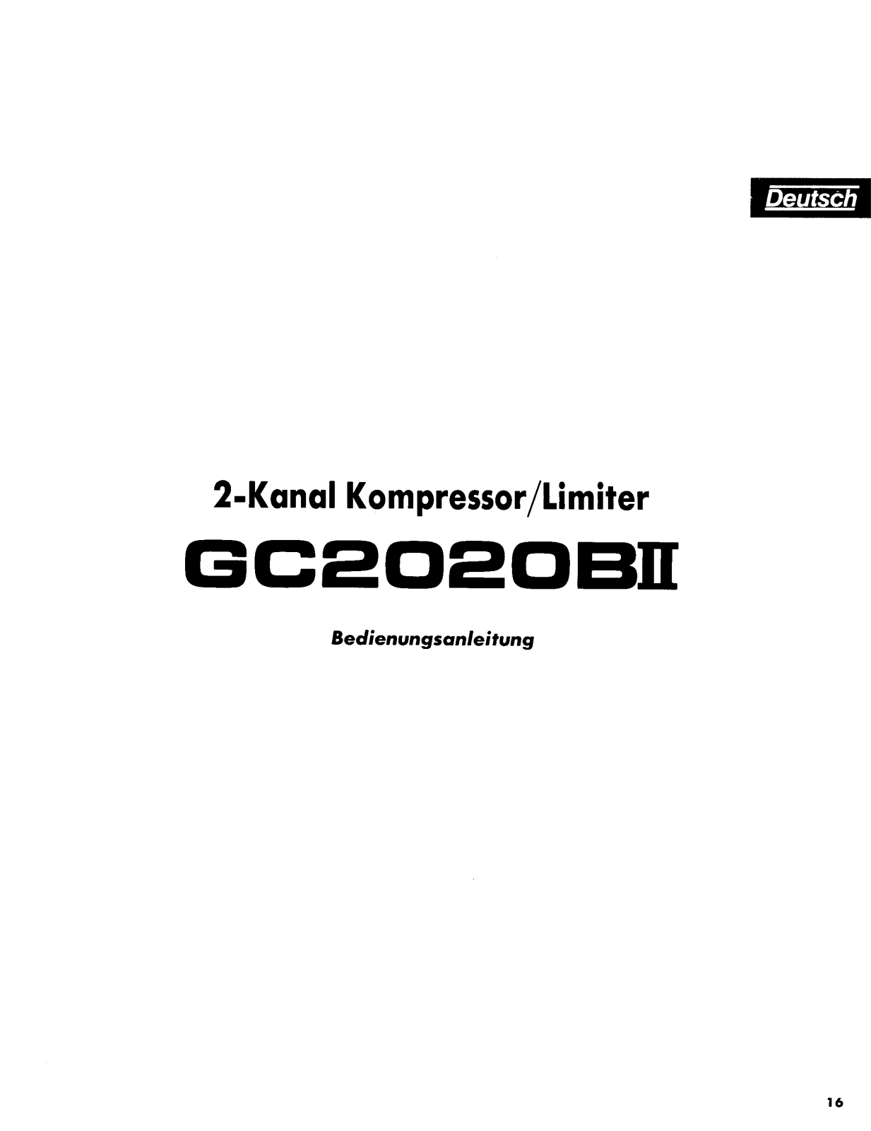 Yamaha GC2020BII User Manual