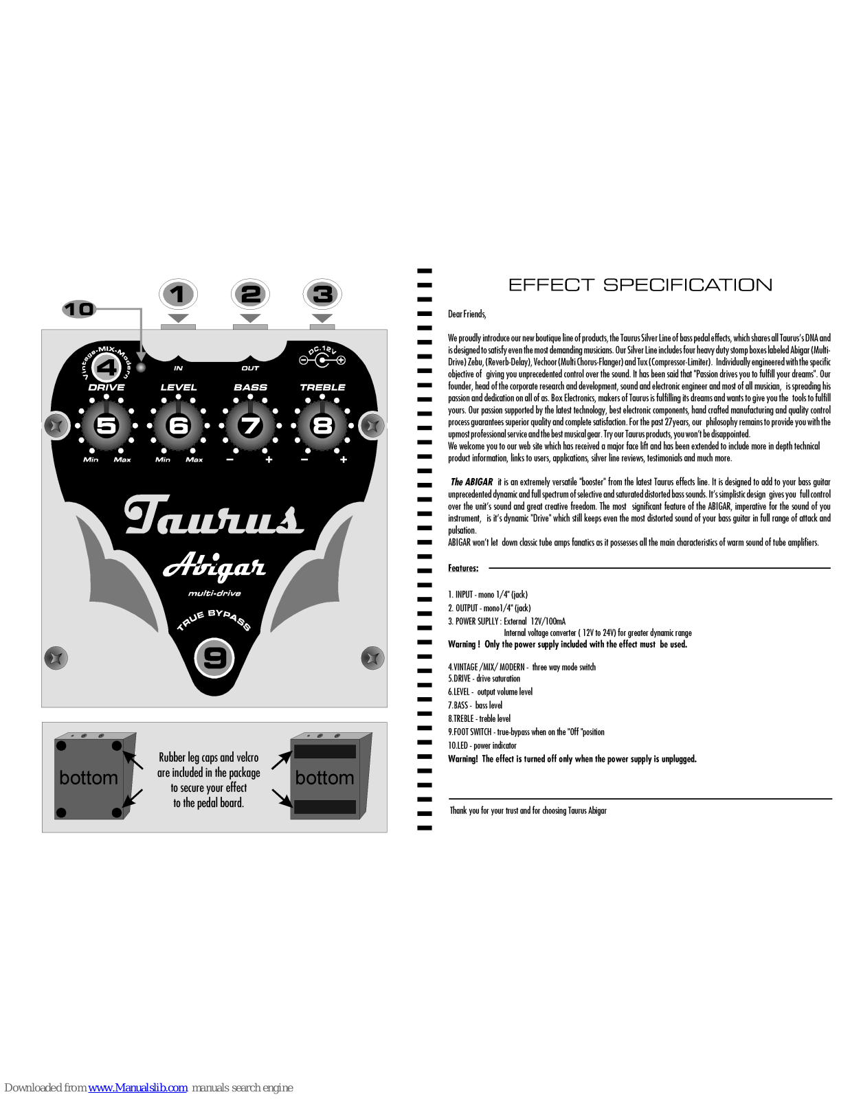 Taurus Abigar Operating Manual