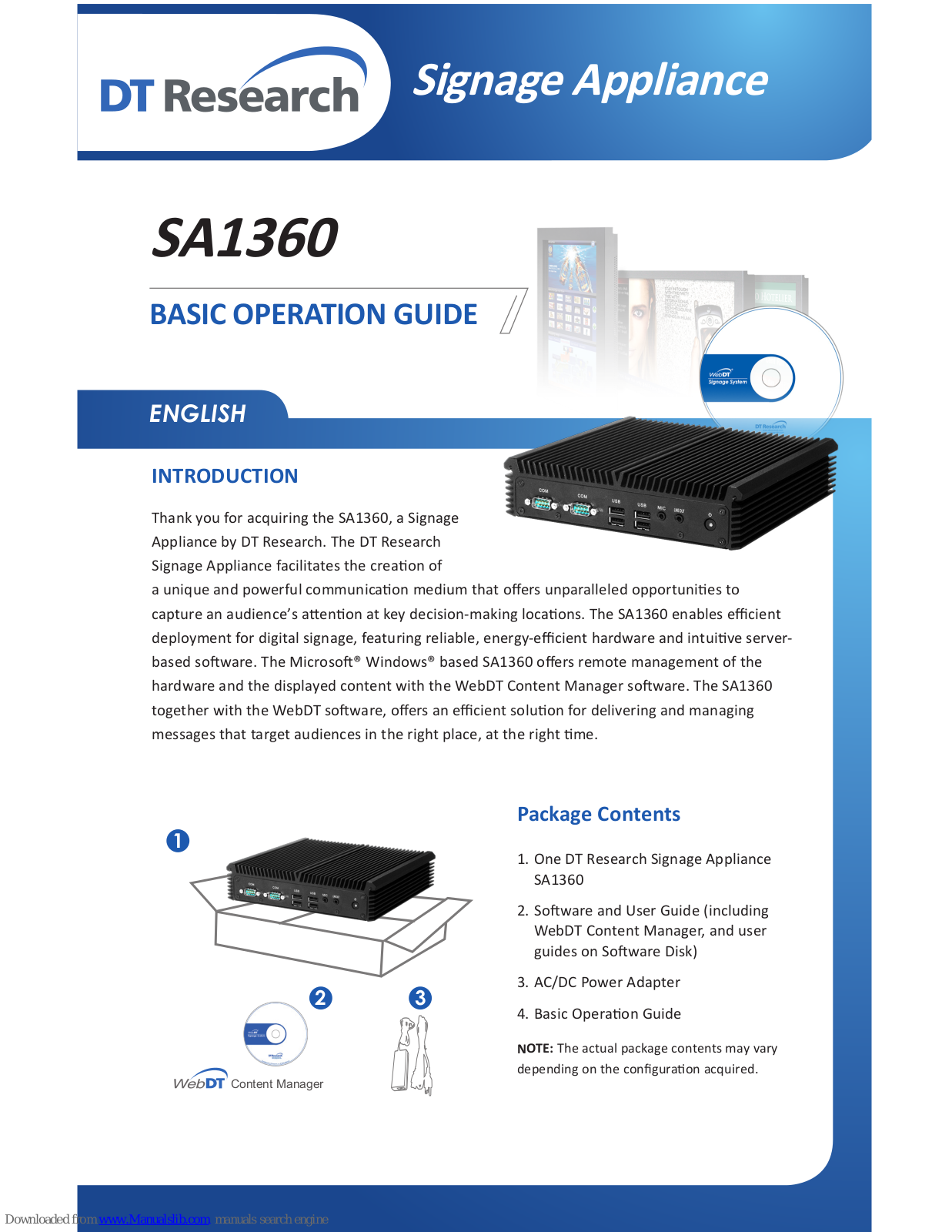 DT Research SA1360 Basic Operation Manual