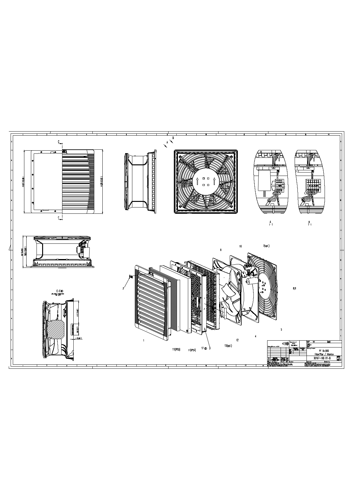 Hammond Manufacturing PF65000T12LG technical drawings