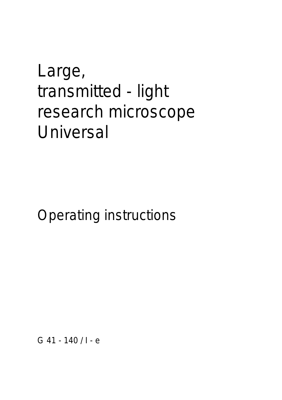 Zeiss Universal User manual