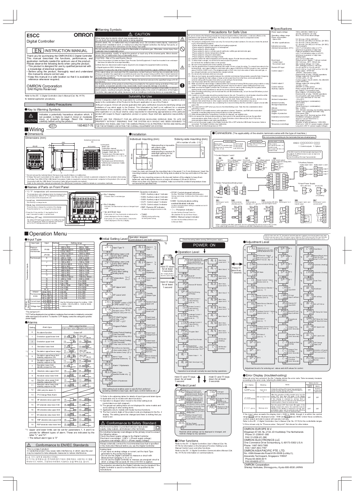 Omron E5CC Instruction Manual