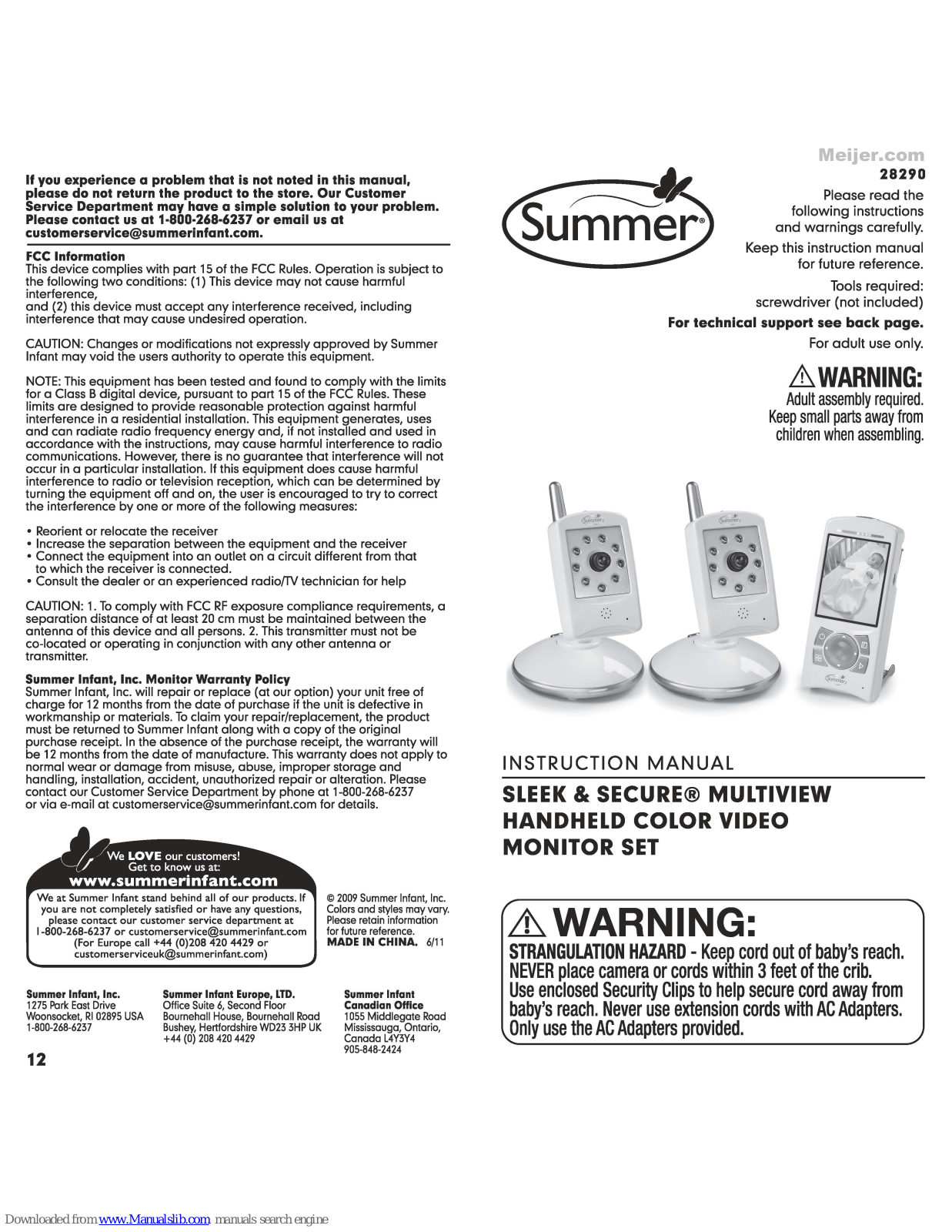 Summer SLEEK & SECURE, SLEEK & SECURE 28290 Instruction Manual - ManualMachine.com