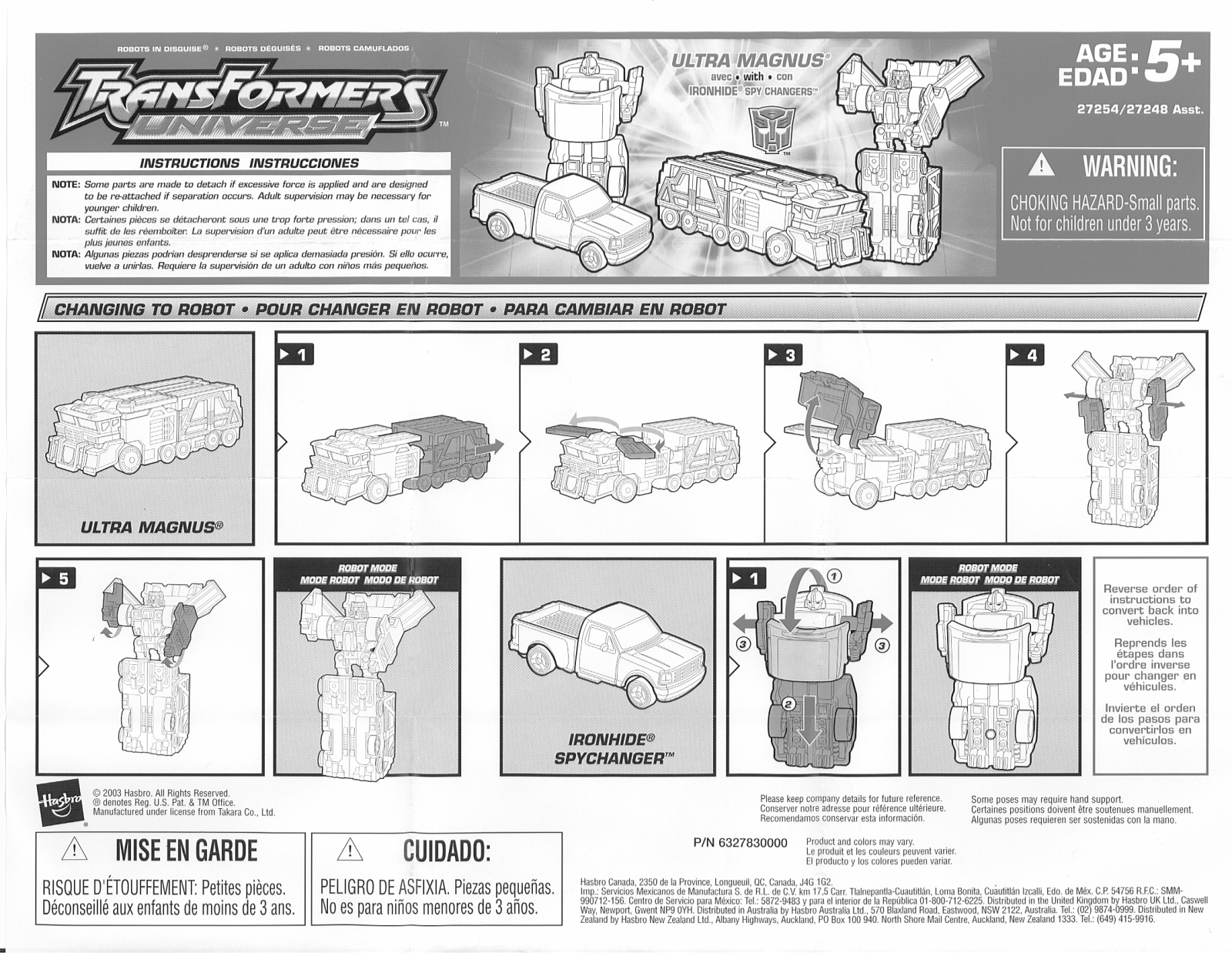 HASBRO Transformers Universe Magnus Ironhide Spychanger User Manual