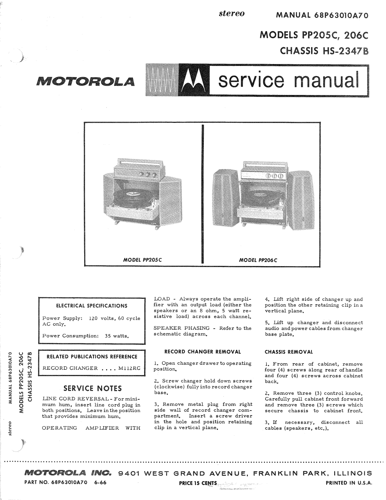 Moth Audio PP-205-C, PP-206-C Service manual