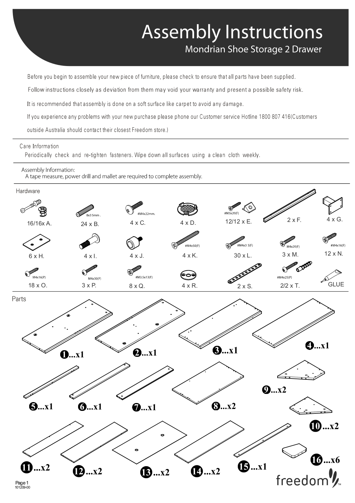 Freedom Mondrian Shoe Storage Assembly Instruction