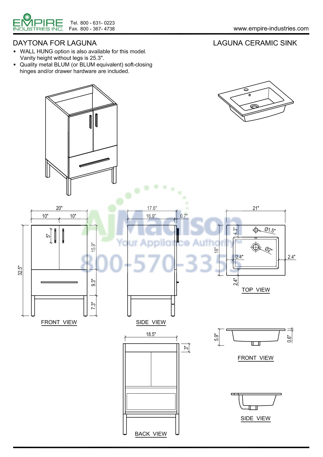 Empire Industries DL2121BNP Specs