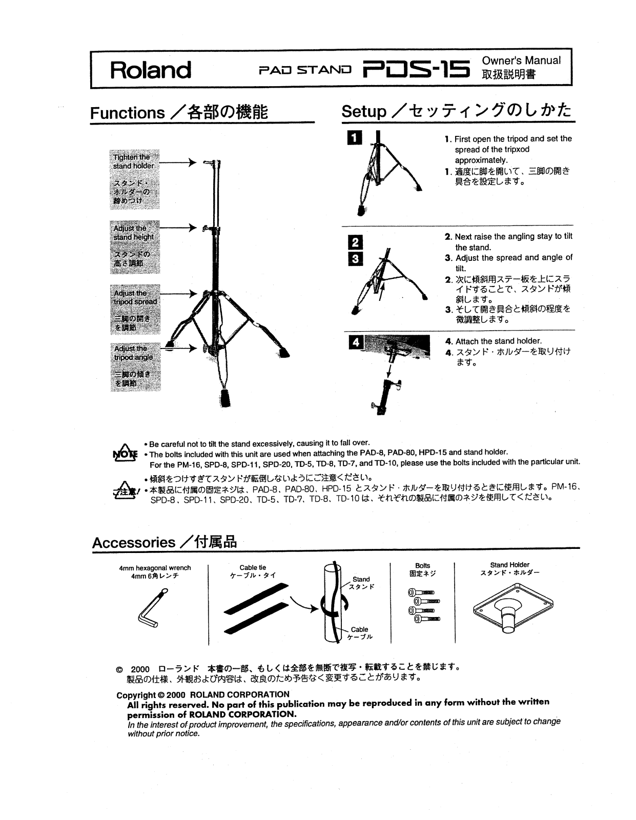 Roland Corporation PDS-15 Owner's Manual