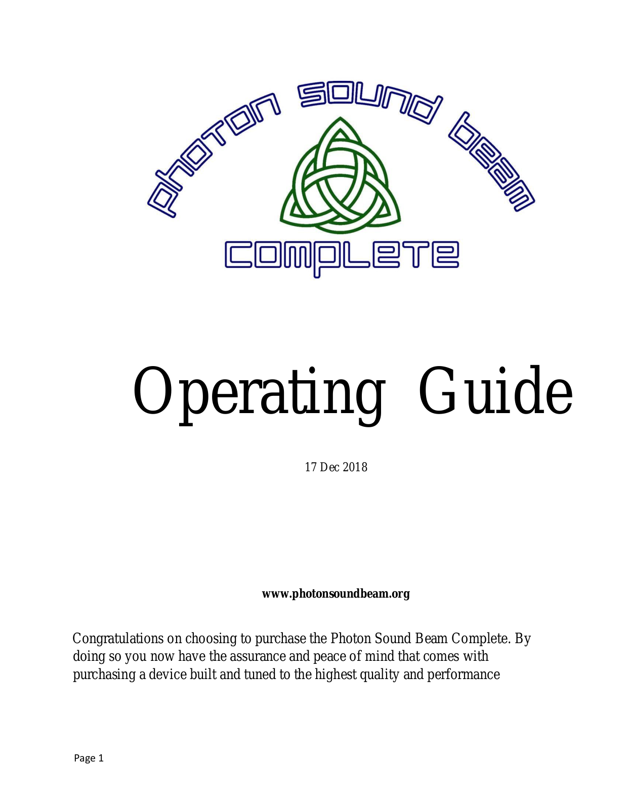 PHOTON SOUND BEAM Complete Operating Manual - ManualMachine.com