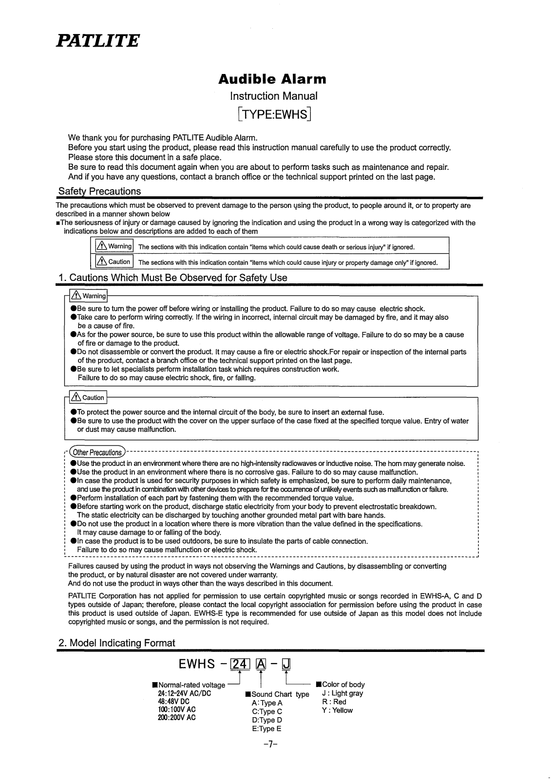 PATLITE Aubible Alarm installation Guide