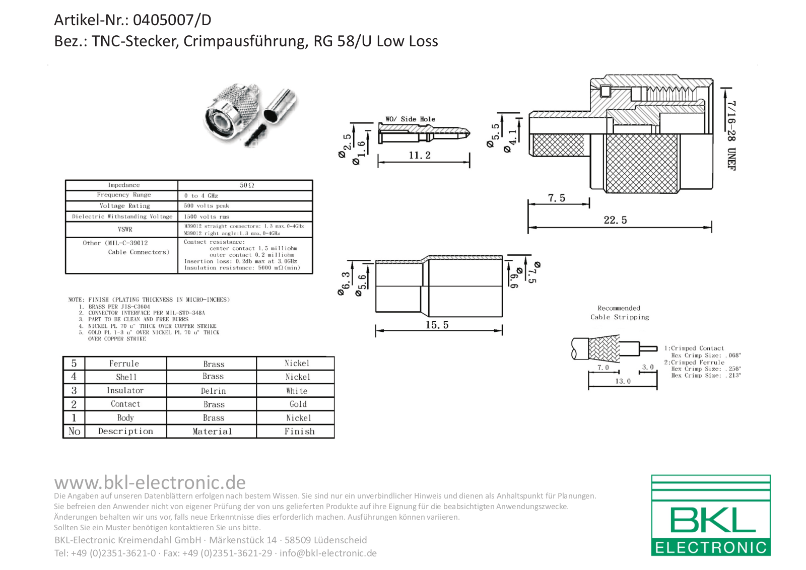 BKL BKL 0405007-D Datasheet - ManualMachine.com