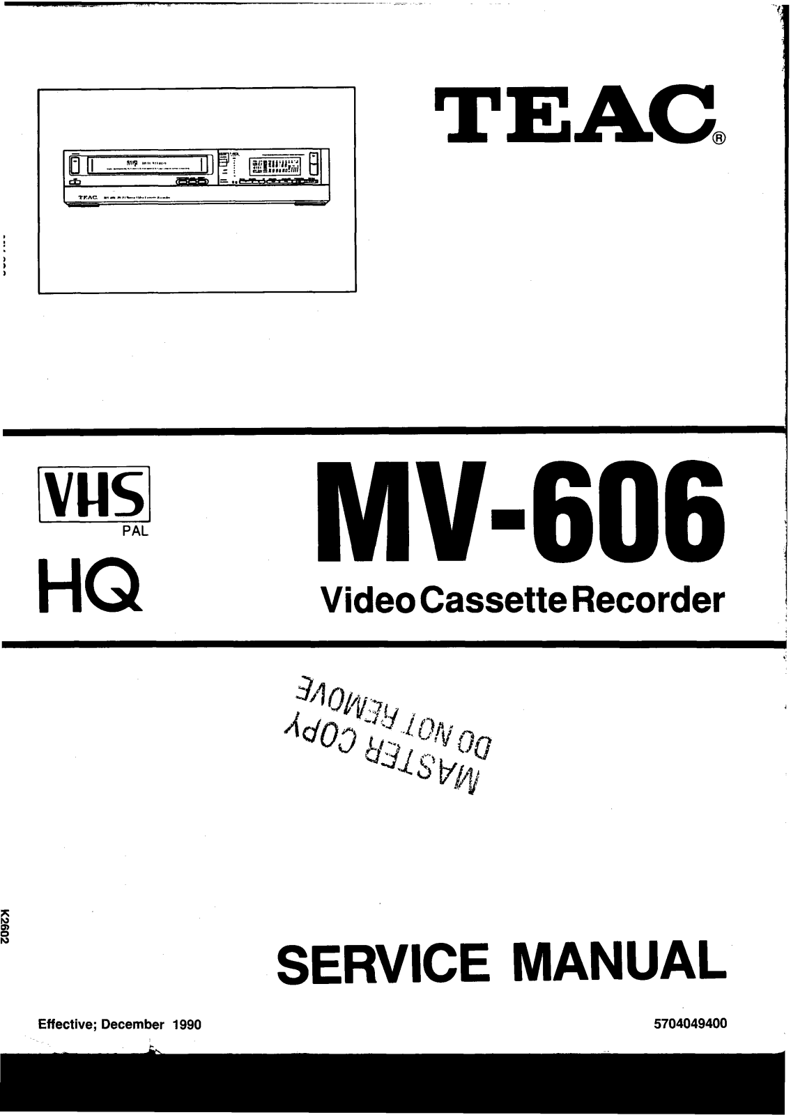 TEAC MV-606 Service manual