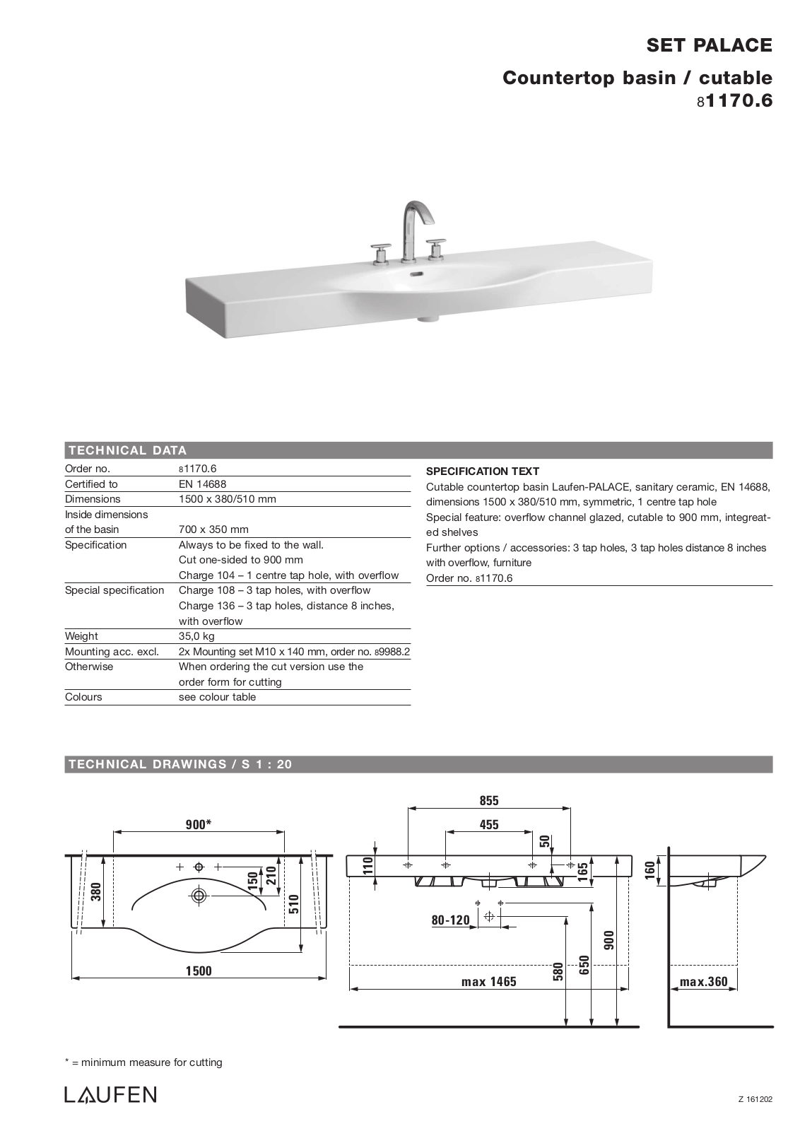 Laufen 8.1170.6 Datasheet