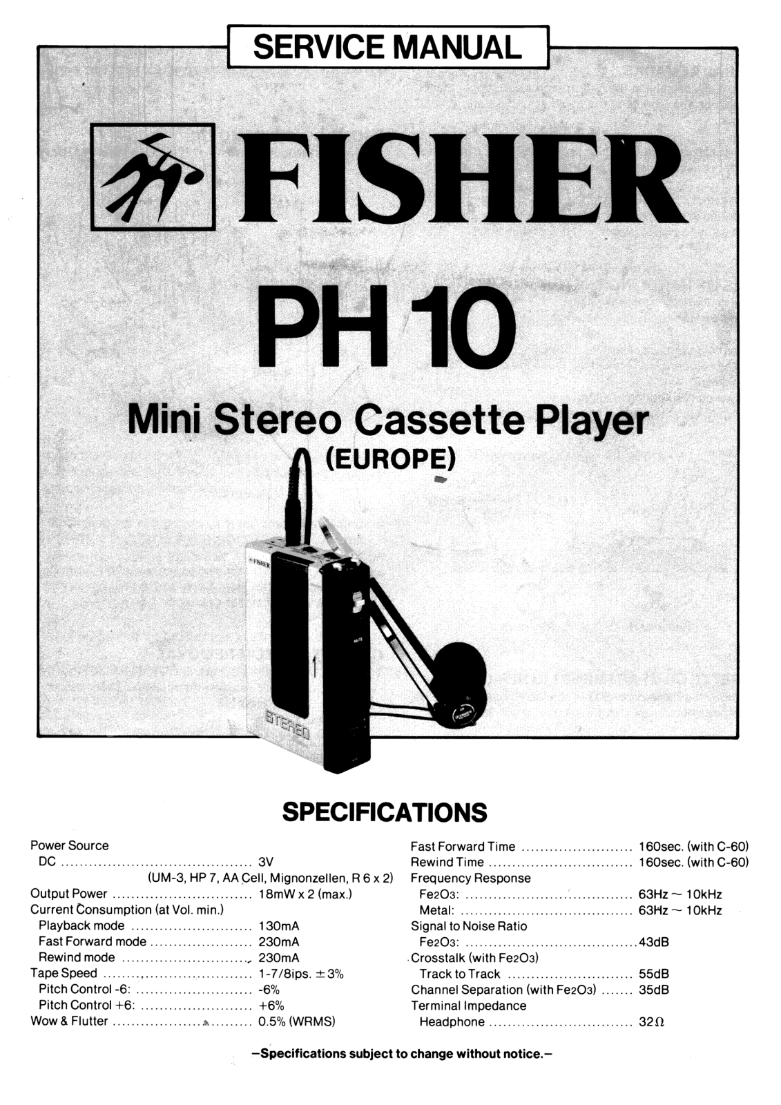 Fisher PH-10 Service Manual