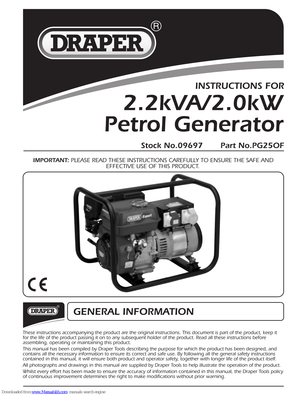 Draper PG25OF Instructions Manual - ManualMachine.com