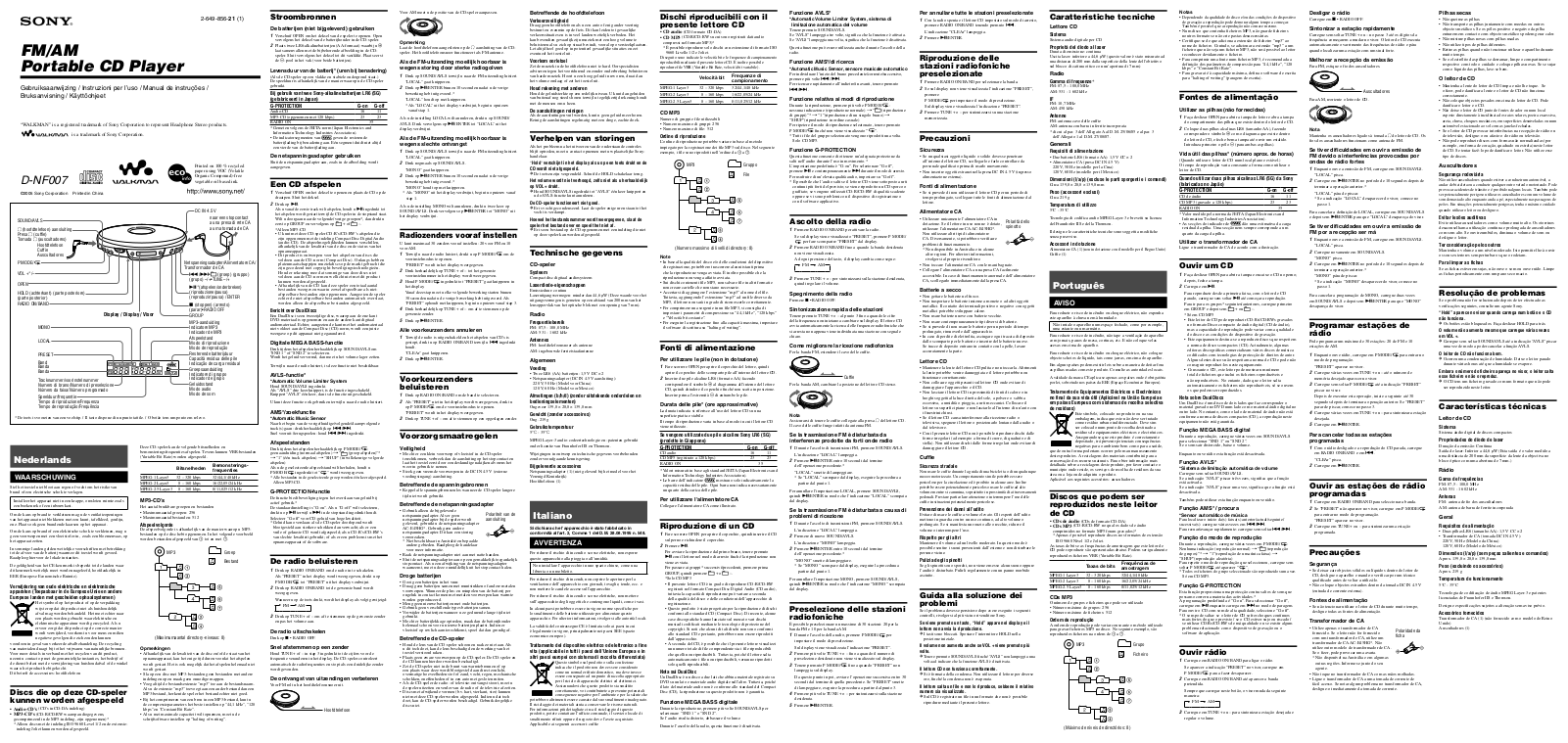 Sony D-NF007 User Manual