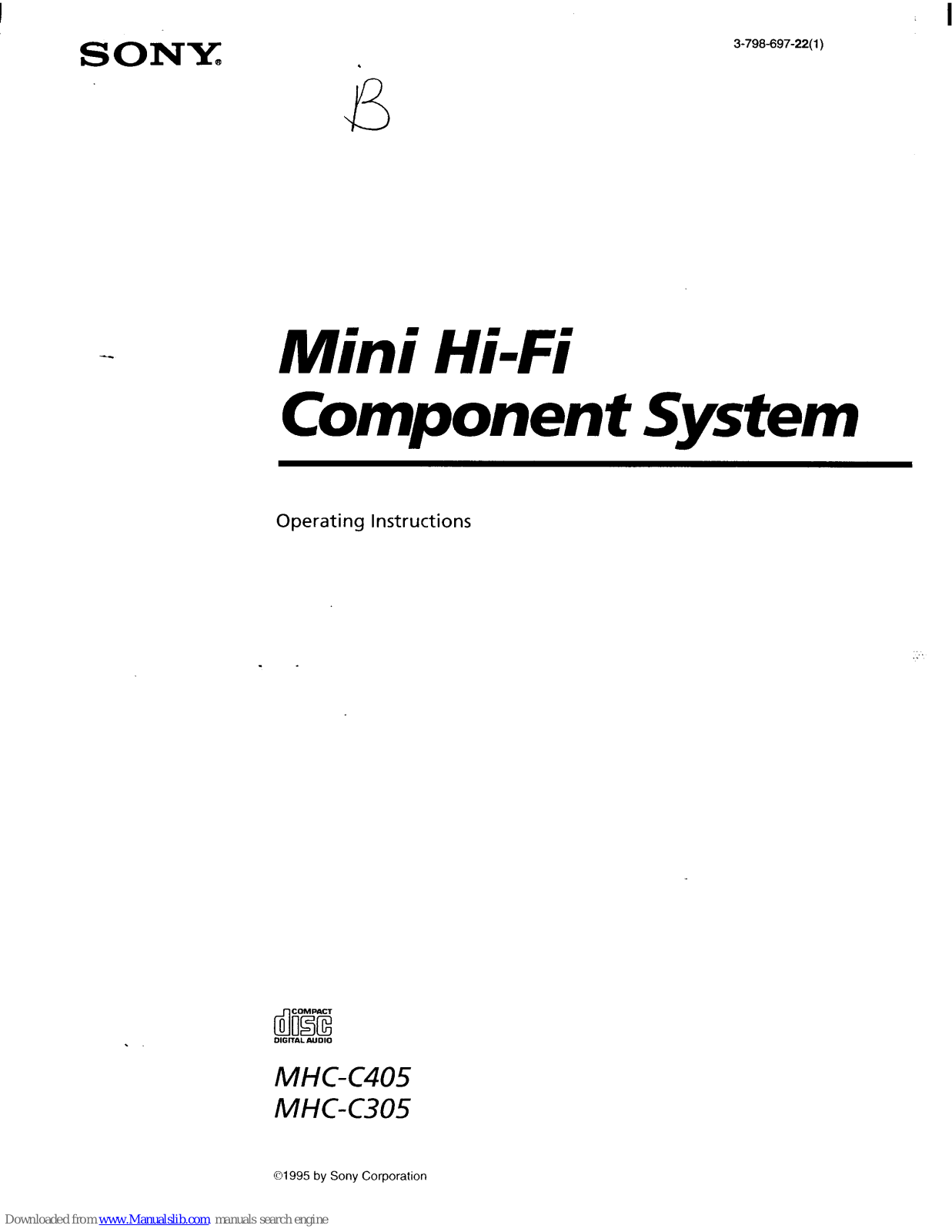 Sony MHC-C305 Operating Instructions Manual